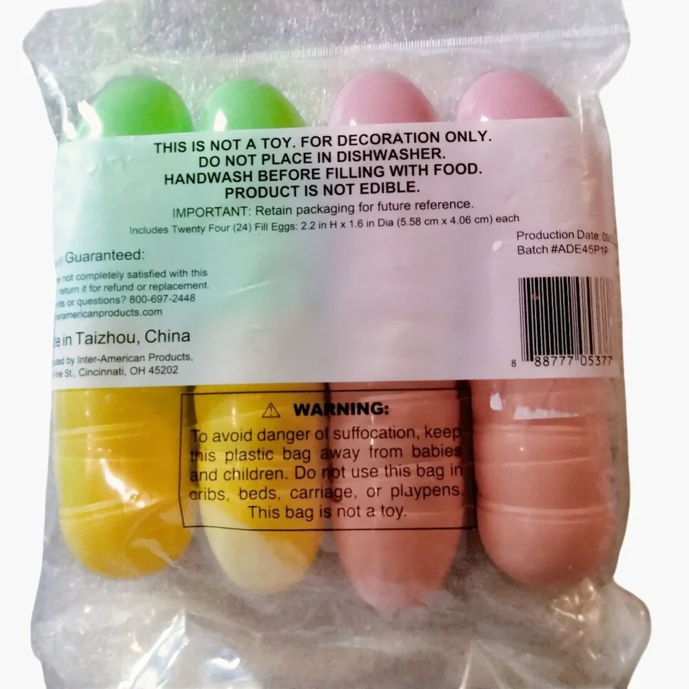 Easter Fill Eggs Hinged 24 Ct Pink Orange Yellow Green Plastic Party Favor
